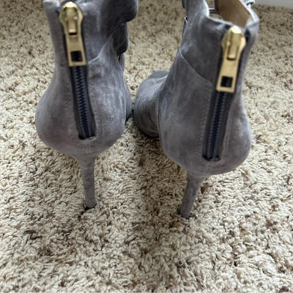 Ann Taylor Elaina Smokey Charcoal Suede Lace Up Heel/Bootie Size 7 - Picture 6 of 9
